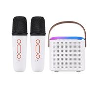 COMETX Micrófono Mini máquina de karaoke Micrófono portátil y caja de sonido Set Home KTV BT Altavoz con 2 micrófonos Home Outdoor Altavoz inalámbrico Caja de voz recargable y micrófono de mano