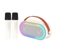 COMETX Mini máquina de karaoke con 2 micrófonos inalámbricos, altavoz BT portátil, recargable, 10 W, luces LED de color, micrófono de mano, altavoz de karaoke, regalos para niñas, niños, fiesta de