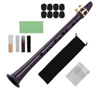 COMETX Mini saxofón de 11 agujeros C Key Mini saxofón de bolsillo ABS con ligadura de boquilla alta, 4 lengüetas, 8 almohadillas dentales, gráficos de dedos, bolsa de transporte de paño de limpieza