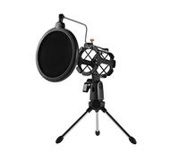 COMETX Mini soporte para micrófono, mini soporte de micrófono de escritorio + soporte de micrófono de montaje de choque + kit de filtro pop para grabación de estudio, transmisión en línea, chat,
