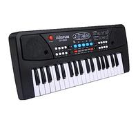 COMETX Piano eléctrico de 37 teclas, órgano electrónico USB, piano eléctrico con micrófono, música digital negra, teclado electrónico, altavoces estéreo integrados con 8 tonos, 8 ritmos, 6 canciones