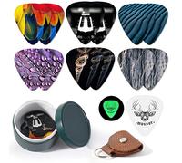 COMETX Púas de guitarra de 0,75 mm MX0299D 13 púas de guitarra de celuloide de 0,71 mm, púas coloridas con caja de hierro, accesorio de instrumento musical para bajo, guitarra acústica eléctrica