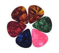 COMETX Púas de guitarra folk, 6 unidades, coloridas púas de celuloide para guitarras acústicas eléctricas y bajos, colores y grosores de 0,46 mm/0,71 mm/0,96 mm, entrega aleatoria