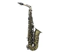 COMETX Saxofón alto grado acabado antiguo curva Eb E-flat Saxofón alto saxofón abulón Shell clave tallado patrón con funda guantes paño de limpieza correas cepillo