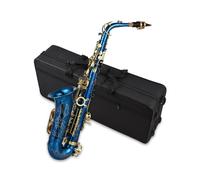 COMETX Saxofón de latón grabado Eb E-Flat Saxofón Alto Saxofón Botones de concha de abulón Instrumento de viento con funda Guantes paño de limpieza Cepillo de cinturón
