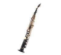 COMETX Saxofón soprano de latón recto saxofón soprano Saxofón Bb B Instrumento de viento de madera plano concha natural patrón tallado clave con funda de transporte guantes, paño de limpieza, correas