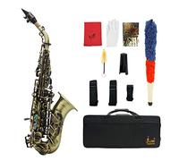 COMETX Saxofón soprano estilo vintage Saxofón soprano Saxofón Saxofón Saxofón Material de latón Instrumento de viento de madera con funda de transporte Guantes paño de limpieza Cepillo de boquilla
