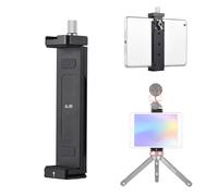 COMETX Soporte de trípode para smartphone y tableta, abrazadera de aleación de aluminio, 12,5 cm-23 cm, ancho ajustable con montaje de zapata fría, agujeros roscados de 1/4 pulgadas, compatible con
