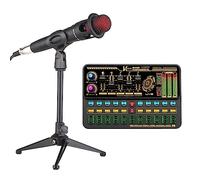COMETX Tarjeta de sonido externa SK500 Tarjeta de sonido portátil en vivo Dispositivo cambiador de voz Kit mezclador de audio con micrófono Soporte de micrófono Auriculares para Smartphone Computadora