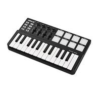 COMETX Teclado MIDI Panda Mini portátil Mini teclado USB de 25 teclas y controlador MIDI de almohadilla de tambor