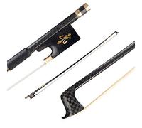 COMETX Violín 4/4 arco de violín de fibra de carbono redondo de ébano, rana de ébano, cola de caballo, pelo bien equilibrado