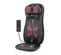 Comfier Asiento de masaje de calor, cojín de masaje Shiatsu para cuello y espalda, masajeador de espalda completo con vibración, rodillo de amasado profundo, masajeador para hombros, cintura, regalos