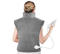 Comfier Cojín térmico grande para aliviar el dolor de espalda, franela suave y rápida para cuello, hombros, envoltura calefactada eléctrica, 3 niveles de calor de 90 minutos, lavable a máquina
