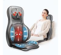 Comfier Masajeador de cuello y espalda con calor - Silla de masaje con compresión y rodamiento, masajeador de espalda Shiatsu para espalda completa, cuello, almohadilla de silla de masaje para el