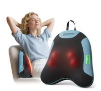 COMFIER Masajeador de espalda inalámbrico para aliviar el dolor, cojín de apoyo de espalda con calor, almohada de masaje Shiatsu para cuello y hombros, recargable y portátil para oficina, uso
