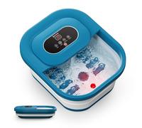 COMFIER Masajeador de pies plegable con calor, spa de pedicura con rodillos de masaje de punto de presión y burbujas, bañera de baño con calefacción para relajación y alivio del estrés (azul)
