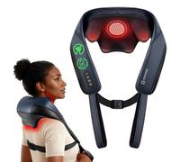 COMFIER Shiatsu - Masajeador de cuello con calor, masajeador inalámbrico de cuello y hombros para aliviar el dolor de tejido profundo, calefacción de grafeno, almohada de masaje de espalda 4D