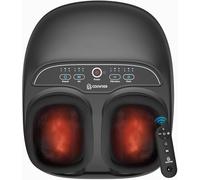 COMFIER Shiatsu - Masajeador de pies con calor y amasado, compresión, vibración, función de pausa, máquina masajeadora eléctrica de pies para fascitis plantar, neuropatía, control remoto, regalos para