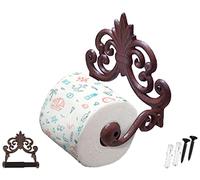 Comfify Fleur De lis - Portarrollos de Papel higiénico de Hierro Fundido, Montaje en Pared, diseño Victoriano Europeo, 7.9 x 4.3 x 6.3 Pulgadas, con Tornillos y Anclajes (marrón óxido)