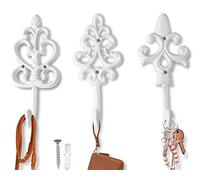 Comfify Ganchos de pared decorativos de hierro fundido envejecido, estilo rústico, estilo rústico y desgastado, ganchos decorativos grandes para colgar, juego de 3, tornillos y anclajes para montaje