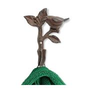 Comfify Pájaro en una Rama único Gancho de Pared/Percha - Metal, Resistente, rústico, Vintage, Reciclado, Decorativo Regalo Idea - 12.06 x 4.57 x 15.24cm - con Tornillos y Anclajes (óxido marrón)