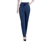 ComfiJeans - Jeans mom súper elásticos de Tiro Alto, Pantalones elásticos para Mujer, Jeans cómodos para Mujer (Dark Blue,XXL)