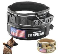 Comfluxe Collar táctico para Perro de 2.6 Pulgadas de Ancho con Mango de Control, Collar Militar Resistente con Hebilla de Metal Fuerte, Collar Reflectante de Entrenamiento para Perros medianos y