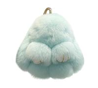 COMFOLIVING de pompón de conejo suave hechos a mano - Colgante de llavero de peluche de dibujos animados | de piel de conejo esponjoso | Accesorio lindo para bolso portátil |, verde, Se