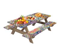 COMFOLIVING Juego de manteles de mesa de picnic con elástico, juego de manteles impermeables para camping, mantel impermeable para picnic, equipo de camping para el trabajo, barbacoa
