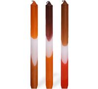comforder Dip Dye - Velas de vela multicolor (3 unidades), hechas a mano con degradado, 9 horas de combustión, parafina, 24 x 2,2 cm (Naranja Marrón)