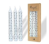 COMFORDER Juego de 3 velas de barra estampadas, diseño de corazones pequeños, 20 cm, 7 horas de combustión (blanco + negro)