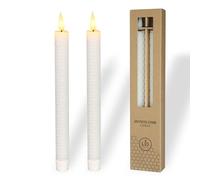 comforder Velas LED de cera real con llama parpadeante (juego de 2), velas eléctricas con función de temporizador, velas con pilas, aspecto de panal de abeja (blanco)