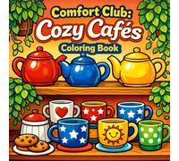 Comfort Club: Cozy Cafés: A Cute Bold & Easy Coloring Book Filled with Coffee Shops, Pastries, Rainy Windows, Books, Cats, and Hygge Vibes