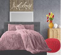 Comfort Collections Teddy Cuddles - Juego de funda de edredón de forro polar con funda de almohada a juego, cálido y acogedor juego de ropa de cama azul vaquero súper king 260 cm x 220 cm aprox.