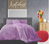 Comfort Collections Teddy Hug & Snug Cuddles,Juego de funda de edredón de forro polar con funda de almohada a juego, juego de ropa de cama cálido y acogedor color lila tamaño King 230 cmx220 cm aprox.