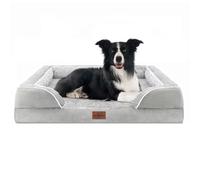 Comfort Expression Cama ortopédica de espuma para perro, impermeable y antideslizante, funda lavable (grande, gris blanco)