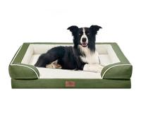 Comfort Expression Cama ortopédica para perros grandes de 36 x 27 pulgadas, cama grande de espuma para mascotas con cojín extraíble, funda lavable y parte inferior antideslizante, verde claro