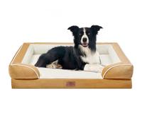 Comfort Expression Camas grandes impermeables y ortopédicas para perros de gran tamaño, cómoda cama para mascotas con funda extraíble lavable y parte inferior antideslizante (caqui)