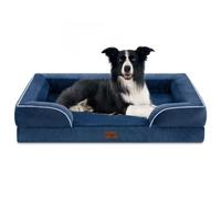 Comfort Expression Camas grandes para perros, camas ortopédicas impermeables de espuma, sofá cómodo para mascotas con funda extraíble lavable y parte inferior antideslizante (grande, azul marino)