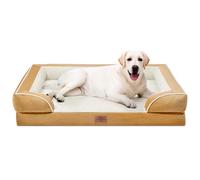 Comfort Expression Camas ortopédicas jumbo de espuma para perros, camas impermeables para perros de raza jumbo, sofá lavable con funda extraíble y parte inferior antideslizante (caqui)
