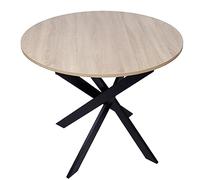Comfort Home Innovation - Mesa de Comedor Fija Redonda, salón, Modelo Zen, Color Roble, Patas metálicas en Negro Mate, Medida Ø90x77cm de Altura.