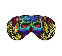 Comfort Light Psychedelic Skull Mandala Flowers Art Sleep Eye Mask para siestas Shift Work Blindfold Game, Plane Eye Cover para niñas, mujeres y niños, BlockLight