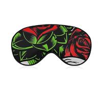 Comfort Light Skulls Red Rose Flower con hojas verdes Art Sleep Eye Mask para siestas Shift Work Blindfold Game, Plane Eye Cover para niñas, mujeres y niños, BlockLight