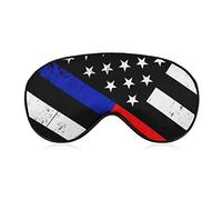 Comfort Light Thin Red Line y Blue Line Bandera americana Black Art Sleeping Eye Mask para adultos niños adolescentes, Eye Cover con correa ajustable Sleeping Eye Mask Plane Eye Cover