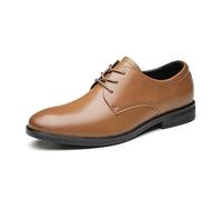 Comfort Orthopedic Oxford Shoes for Men Luxury Leather Lace-up Cap Toe Anti-Slip Block Heel Non Slip Rubber Sole Outdoor Shoes(Brown,44.5 EU)