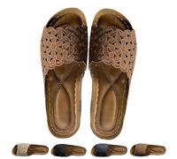 Comfort Orthopedic Wedge Sandals for Women, Hollow Arch Support Dress Sandal, Wide Fit Summer Slides Fashion Flower Beach Sandals (39,Brown)