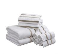 Comfort Spaces Juego de 8 Toallas de baño de algodón a Rayas, Ultra Suave, Calidad de Hotel, Secado rápido, absorbentes, Toallas de baño, Ducha, Cara, Varios tamaños, Cero torsión, Gris Pardo, 8