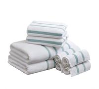 Comfort Spaces Juego de 8 Toallas de baño de algodón a Rayas, Ultra Suave, Calidad de Hotel, Secado rápido, absorbentes, Toallas de baño, Ducha, Cara, Varios tamaños, Cero torsión, Aguamarina, 8