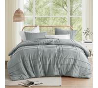 Comfort Spaces Juego de edredón Azul y Gris, tamaño King, Juego de Ropa de Cama Plisado de 3 Piezas, Ligero, para Todas Las Estaciones, Juego de Cama de Microfibra prelavada, Extra Suave, Fundas de