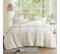 Comfort Spaces Juego de edredón Color Crema tamaño Queen, Juego de Ropa de Cama Plisado de 3 Piezas tamaño Queen, para Todas Las Estaciones, Ligero, Suave Similar al algodón, Juego de Cama Queen de